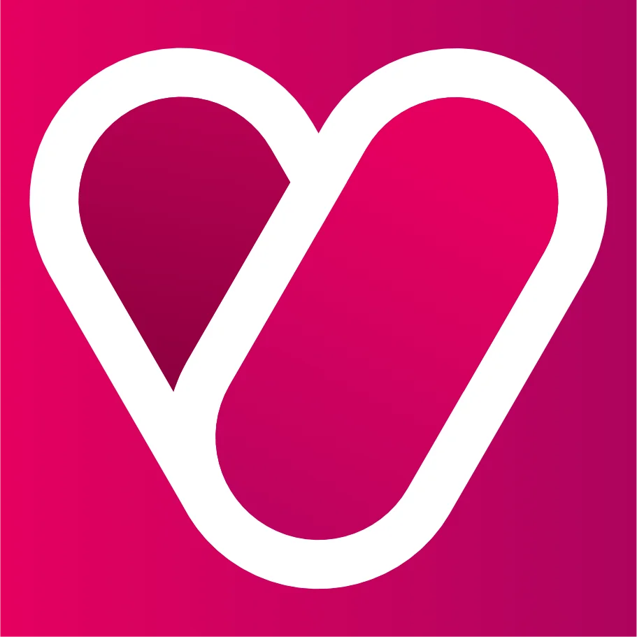 The VOVO digital logo with a pink background