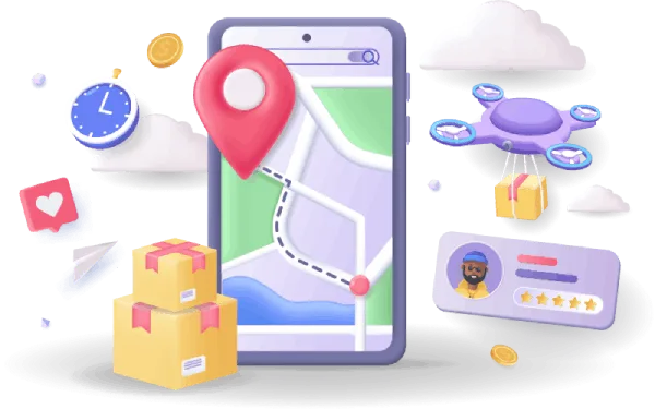 A phone with it's navigation app open.