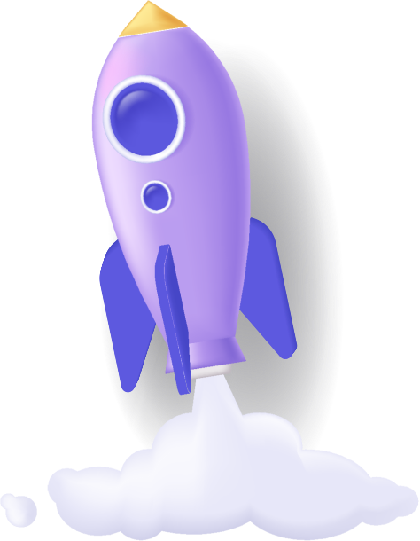 A purple rocket ship.