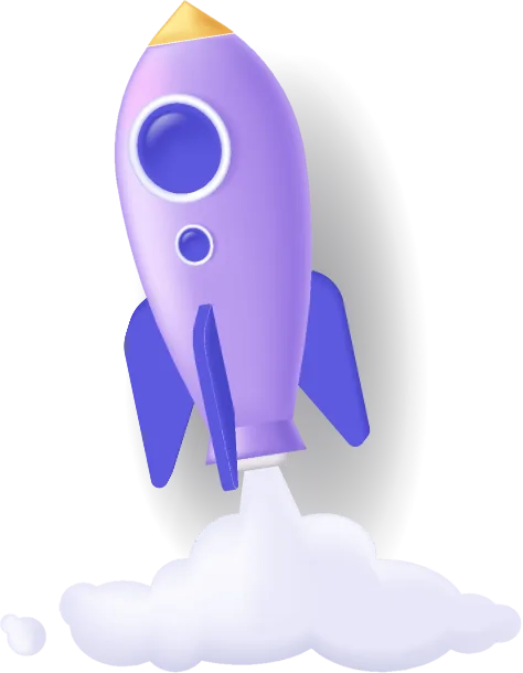 A purple rocket ship.