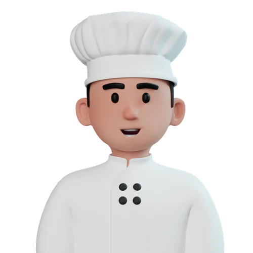 A Chef wearing a chefs hat.