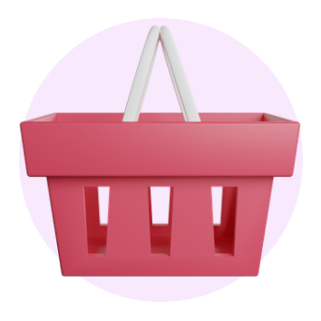 A red basket representing ecommerce.
