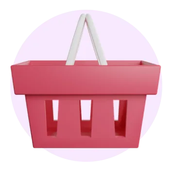 A red basket representing ecommerce.
