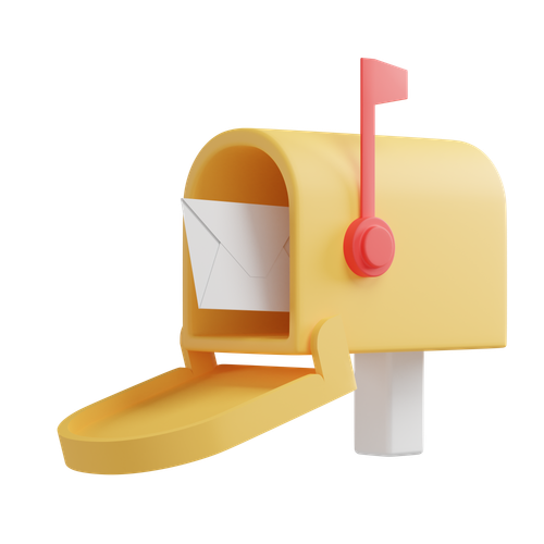 An open mailbox, with an unopened letter protruding from it.
