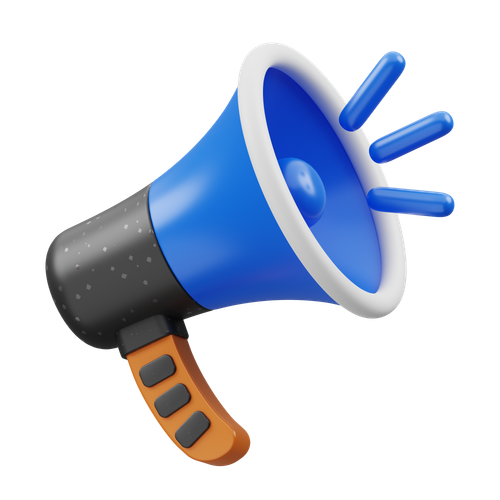 A blue megaphone.