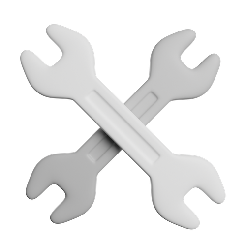 Two wrenches overlaying to make an 'X' shape.