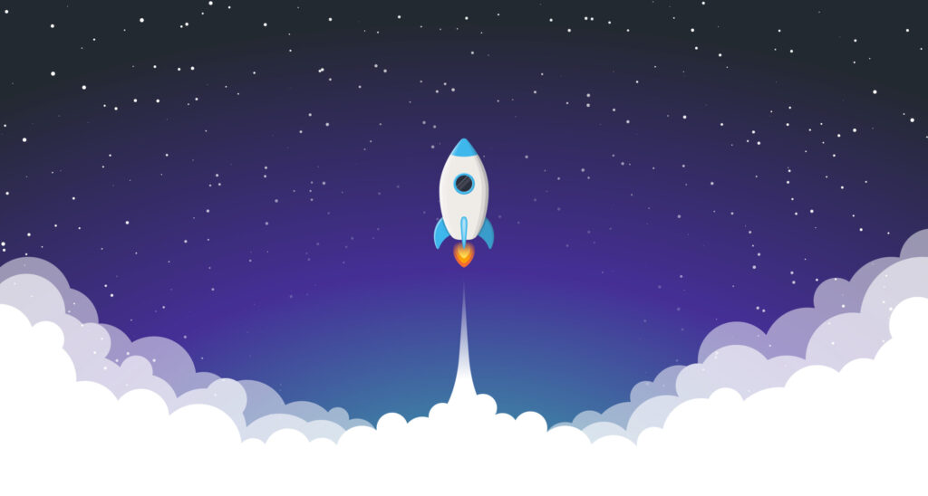 Space rocket launch. Vector illustration