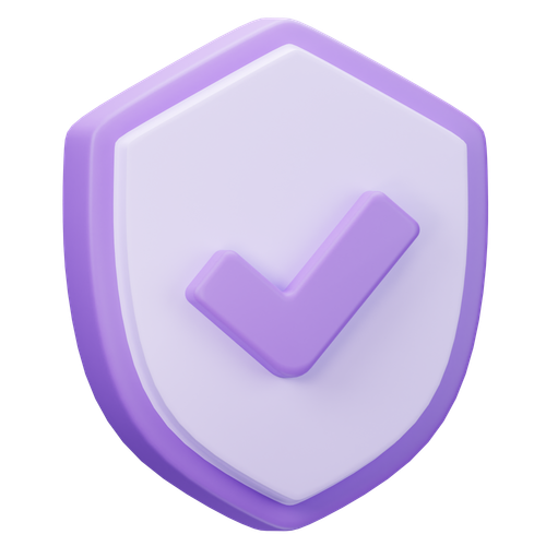 website hosting : drawing of a purple shield with a check on the front.