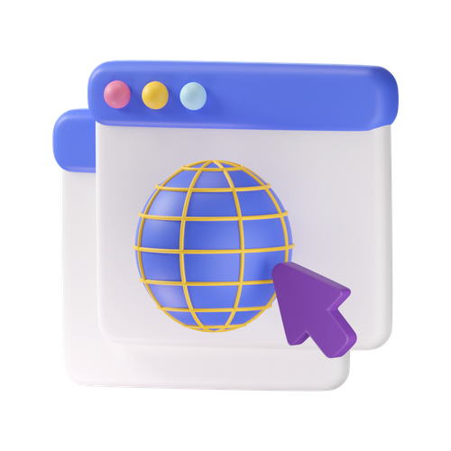 Web Design: A drawing of a globe in front of a web browser.