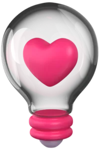 bulb with pink love heart