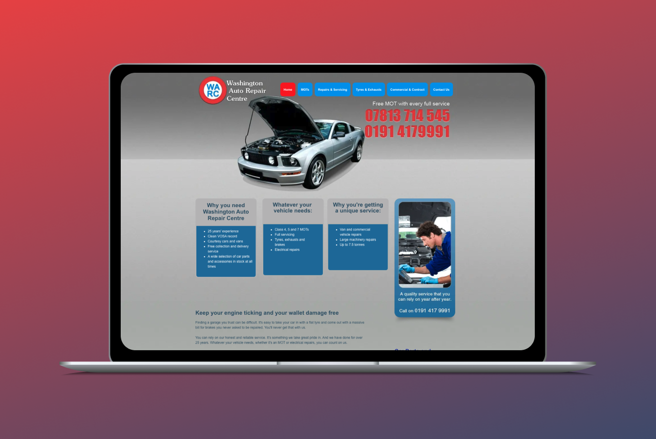 Washington Auto Repair Centre – Before Washington Auto Repair Centre's old website home page