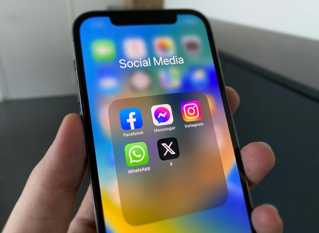 Iphone with social media apps