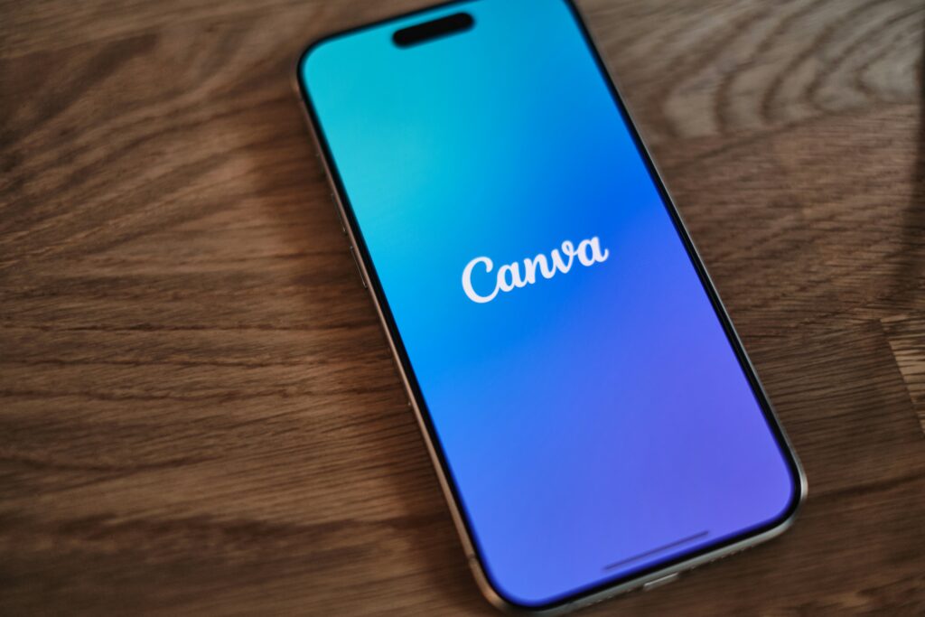 Canva logo on phone