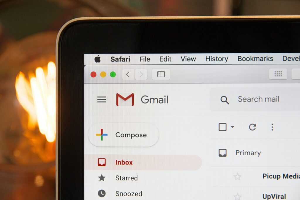 gmail inbox representing subject lines